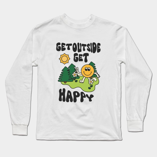 Get outside get happy Long Sleeve T-Shirt by Qasim